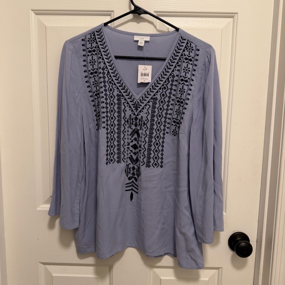 J Jill Embroidered Peasant Tunic Top Size Small - Picture 2 of 7